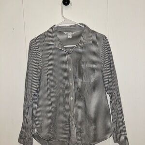 Old Navy Navy and White Striped Classic Shirt